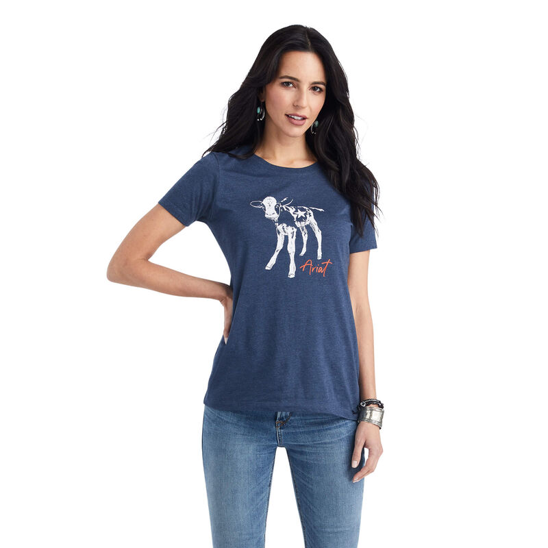 Camisetas Ariat Star Calf Azul Marino Mujer - Chile 269-ZTPWXD